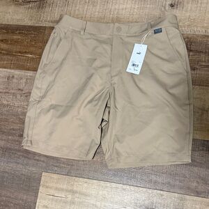 Puma Men's Beige Flat Front  Golf Shorts